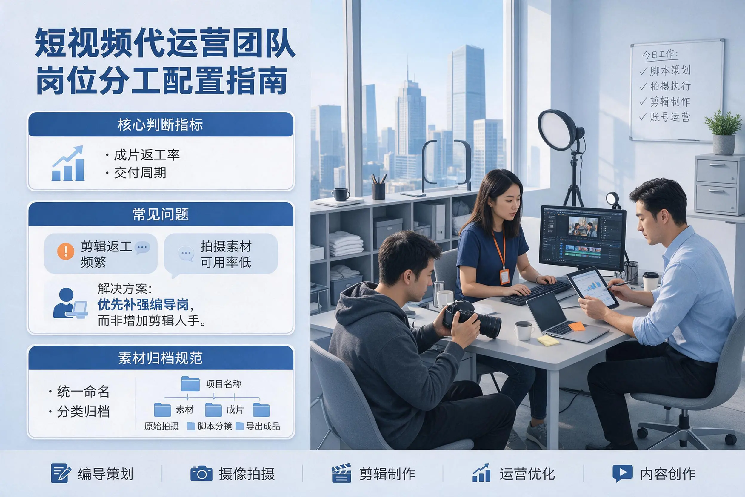 短视频代运营团队如何配置?运城企业岗位分工科普说明
