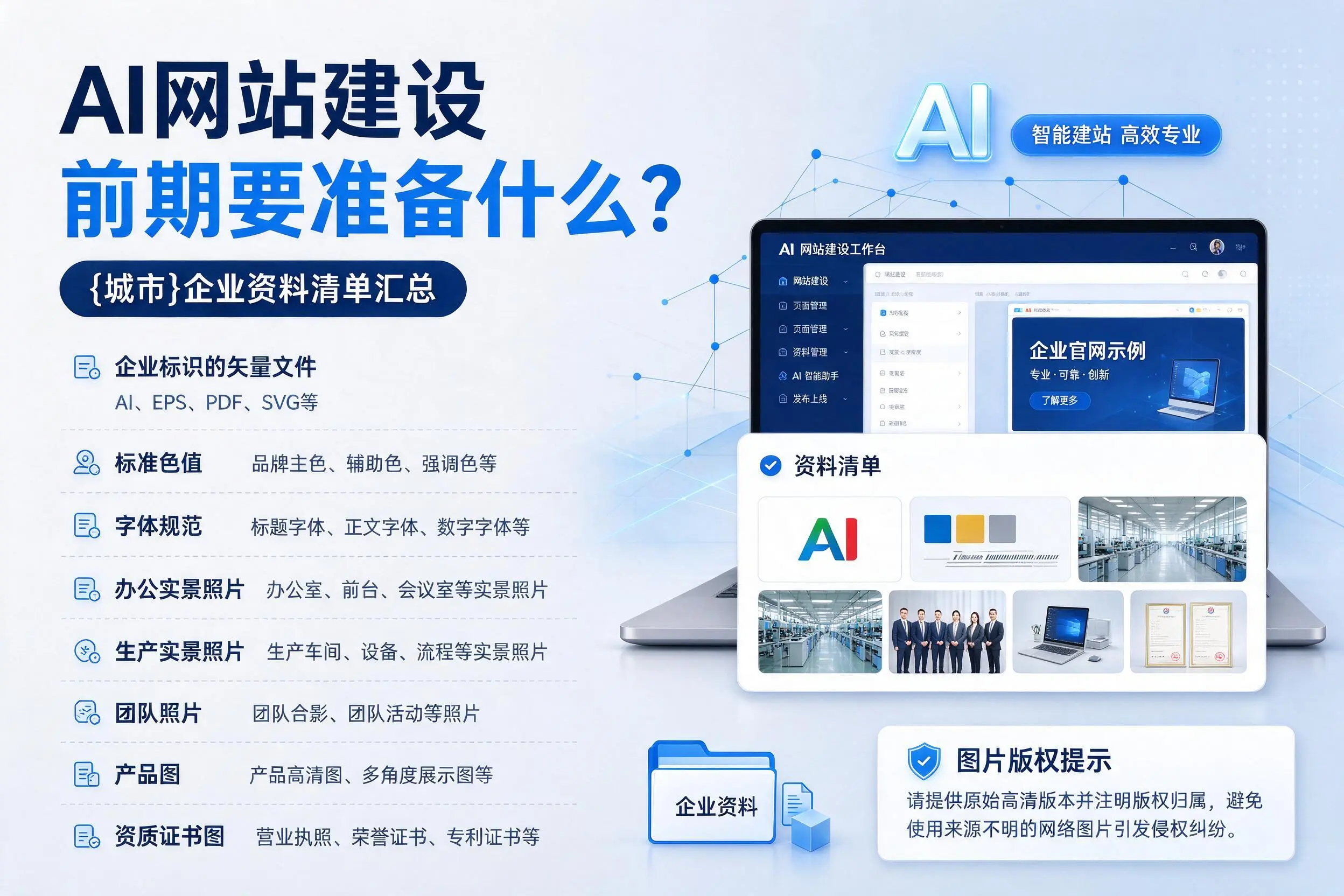 AI网站建设前期要准备什么？运城企业资料清单汇总