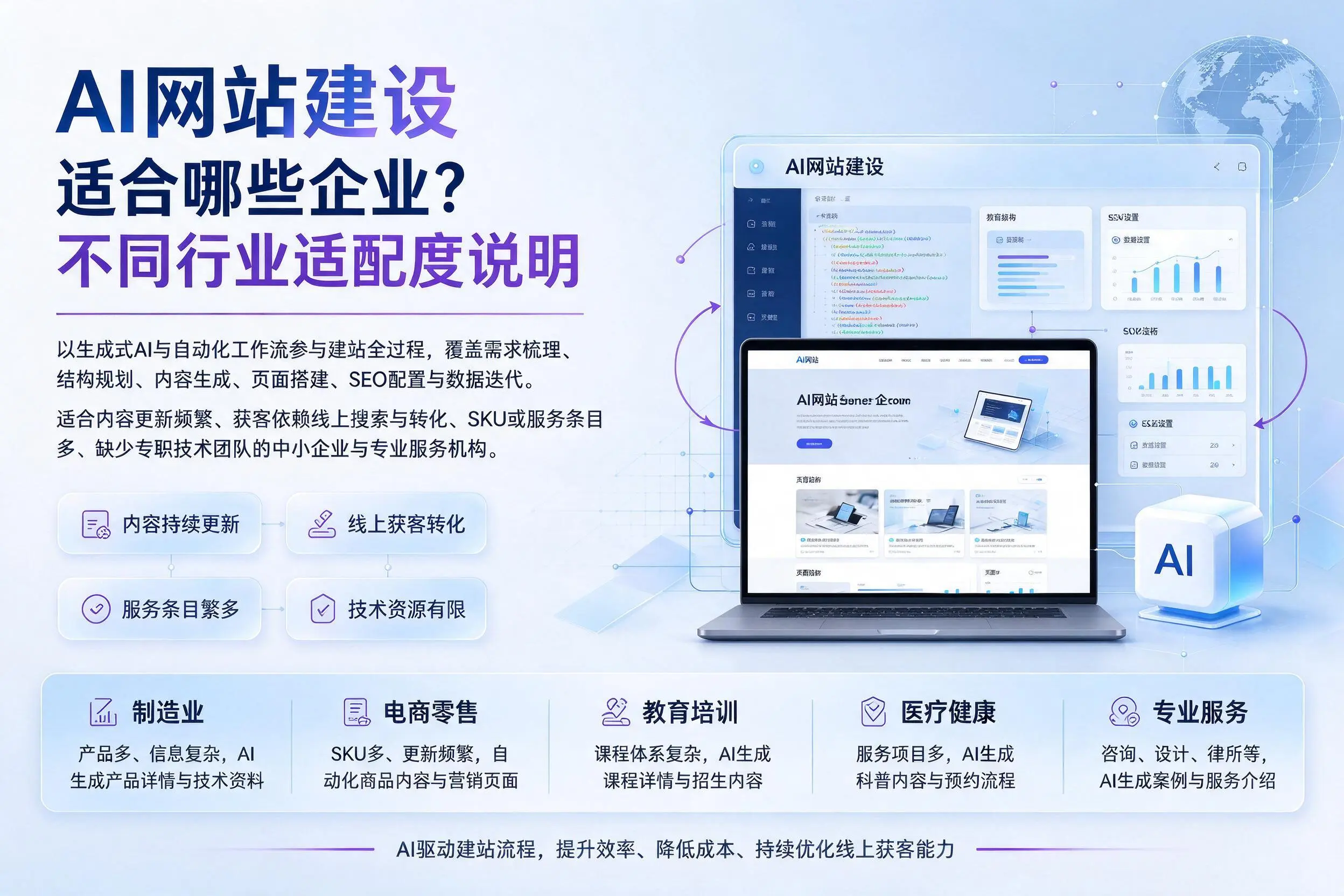 AI网站建设适合哪些企业？运城不同行业适配度说明